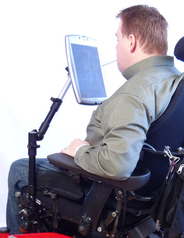 Control Tablet on Robo arm mount with mouth stick