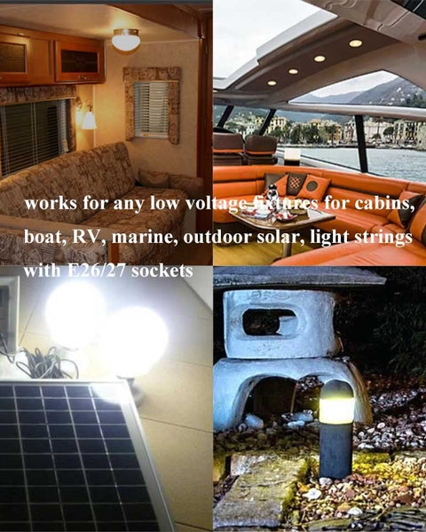 48v DC-Direct 4 Pack LED Bulbs - 10v to 60v for 12v / 24v / 36v / 48v Systems - Inclusive Inc