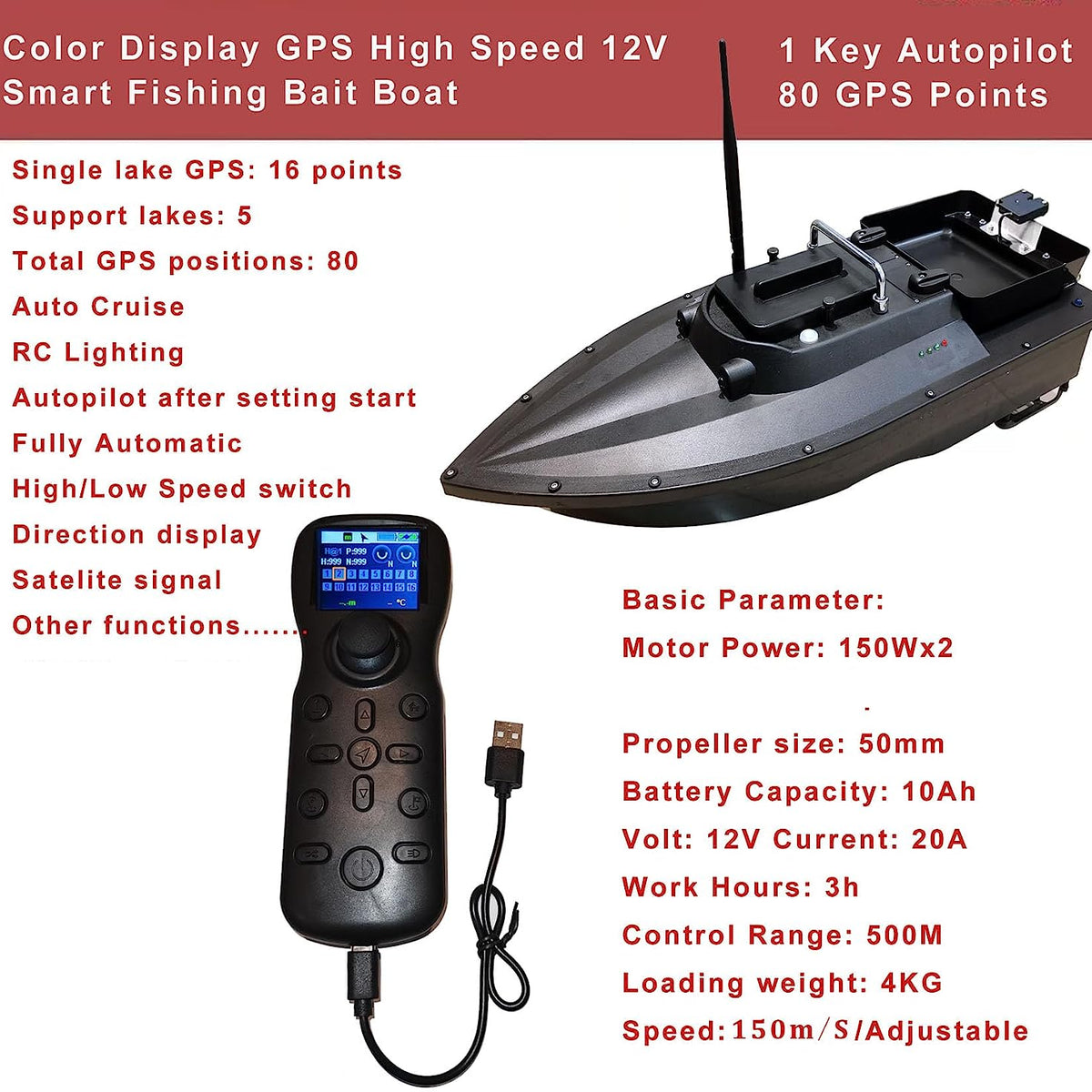 Fish Hunter Drone Fishing Boat - adaptive fishing alternative to casting - optional GPS Autopilot + Sonar Depth & Fish Finder - Inclusive Inc