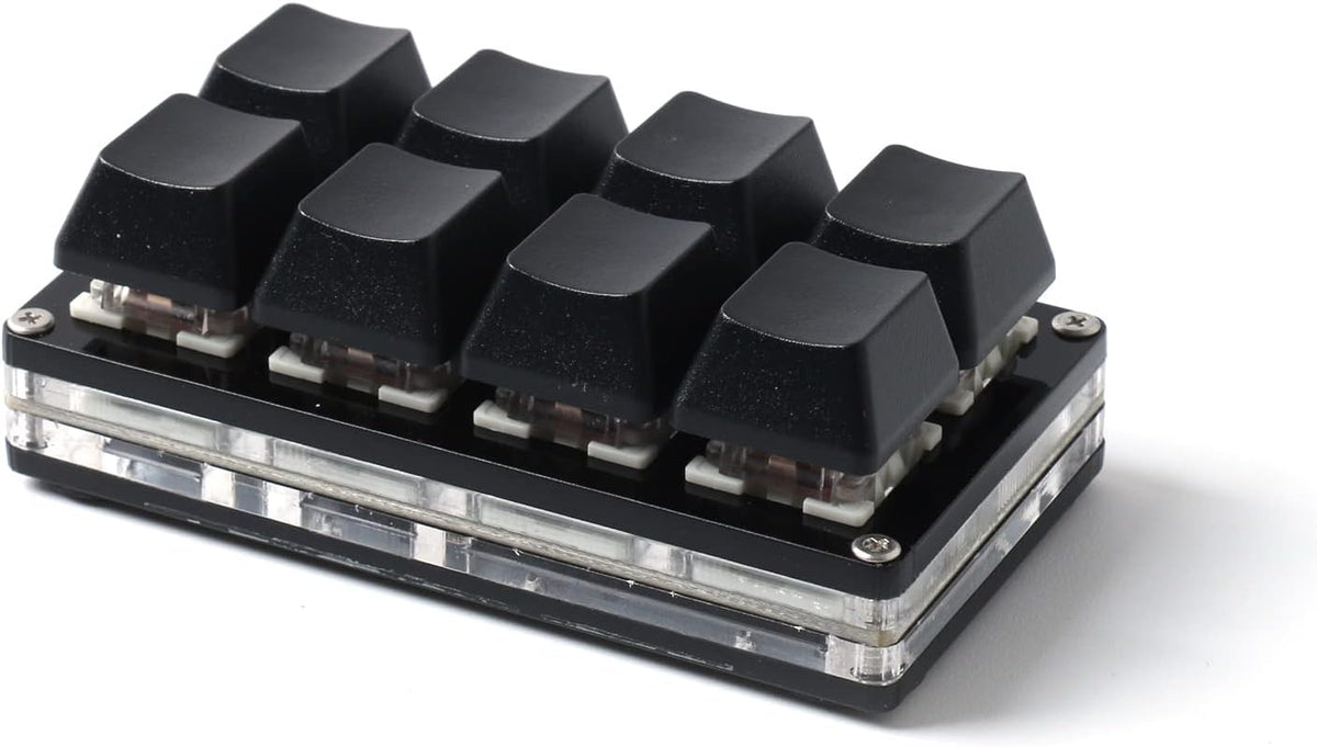 8 button programmable USB keyboard- front view at an angle Black buttons