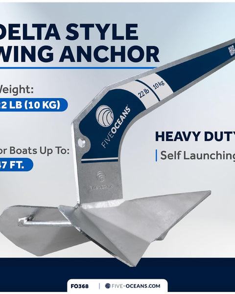Five Oceans 22lb Delta Style Wing Galvanized Boat Anchor - Inclusive Inc