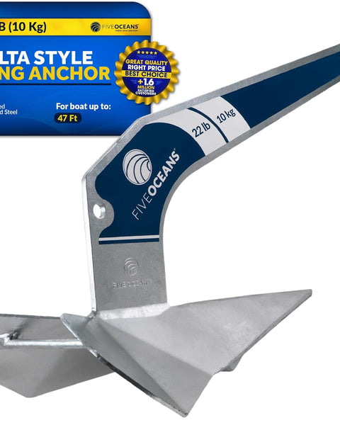 Five Oceans 22lb Delta Style Wing Galvanized Boat Anchor