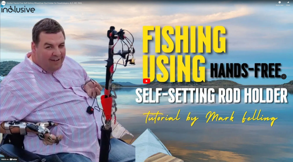 Wheelchair Fishing Rod Holder - Hooker Handsfree Self-setting or Hands-on