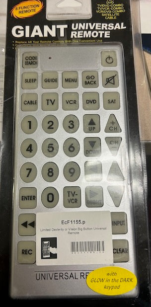 Limited Dexterity or Vision Big Button Universal Remote - Inclusive Inc