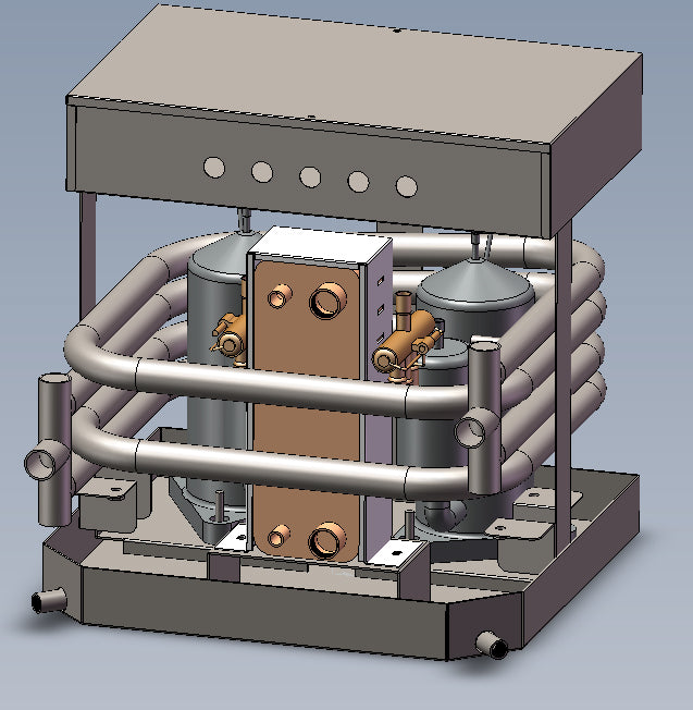 4I Marine 48v / 24v DC Water Chiller - Water-to-Water Titanium Heat Exchanger for Boats, Yachts, Waterfront, Island, or Solar Geothermal Homes - Inclusive Inc