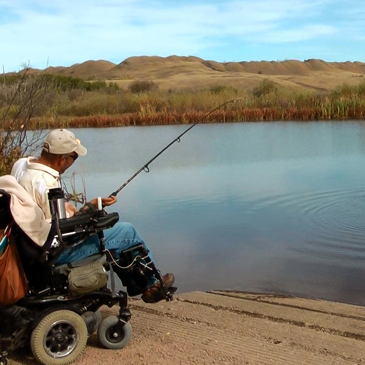 Wheelchair Fishing Rod Holder - Hooker Handsfree Self-setting or Hands-on