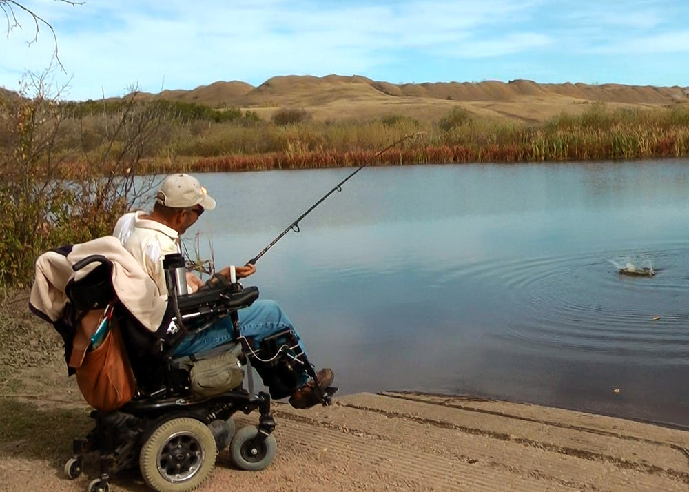 Wheelchair Fishing Rod Holder - Hooker Handsfree Self-setting or Hands-on