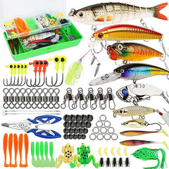 Tackle Box full of Fishing Lures + 3 Bobbers + Glow-in-Dark Bell - Inclusive Inc