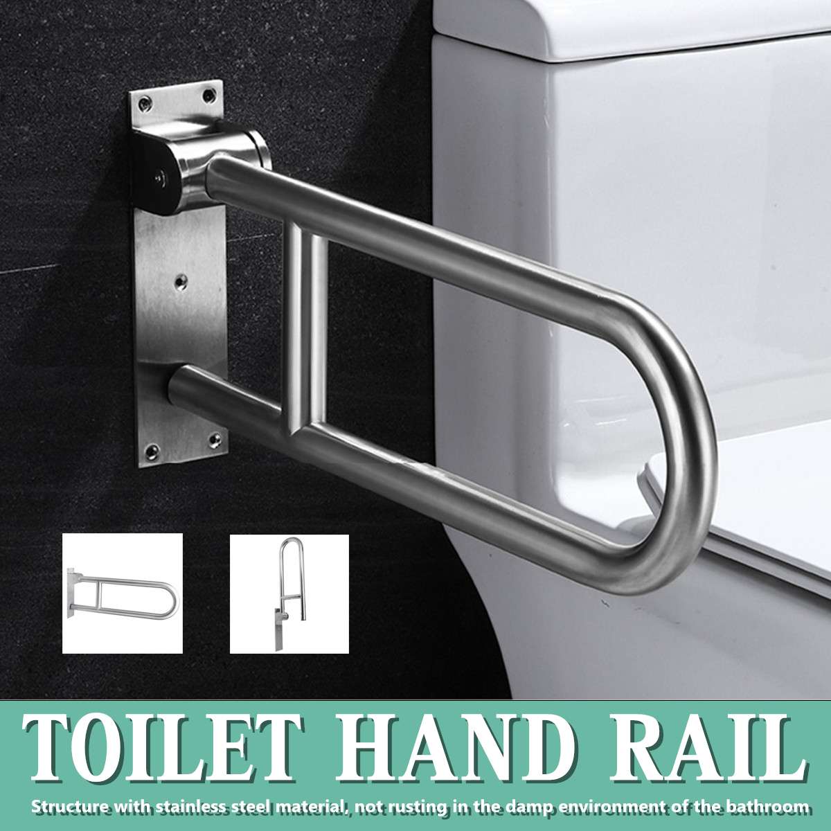 Fold-up Toilet Grab Bars - Stainless Steel
