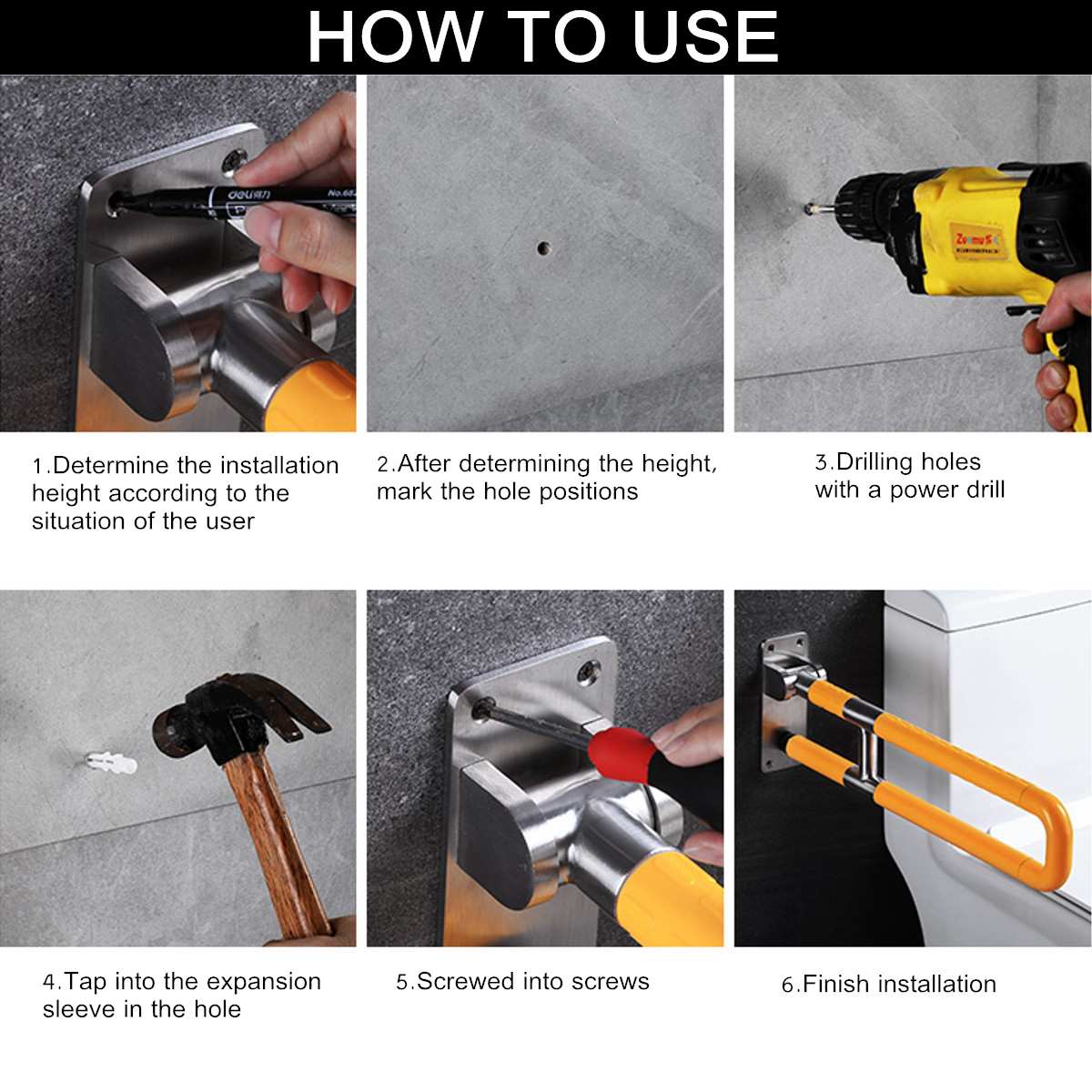 Fold-up Toilet Grab Bars - Stainless Steel