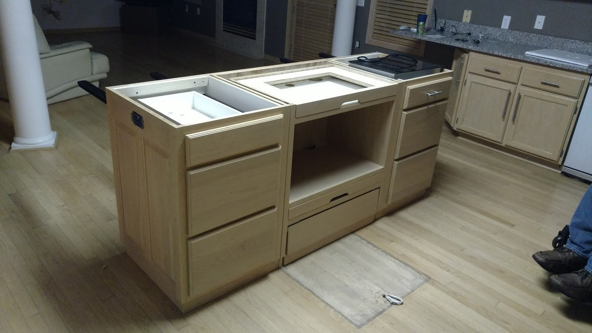 Wheelchair Accessible Kitchen Vertical Rising Convection Oven Microwave Cabinet